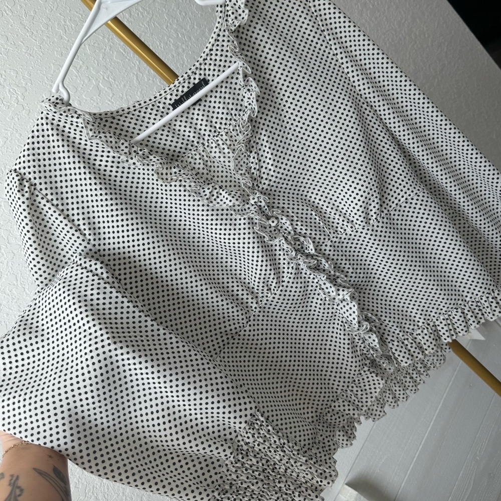 Wishlist Apparel Polka Dot Button Blouse - Large